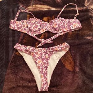 Romwe floral two piece swimsuit